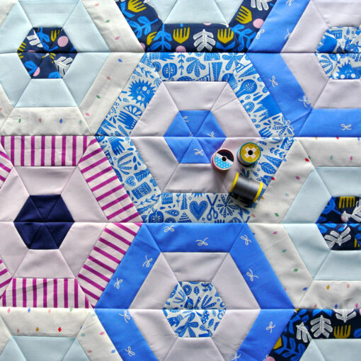 Periwinkle Hexie Quilt for sale