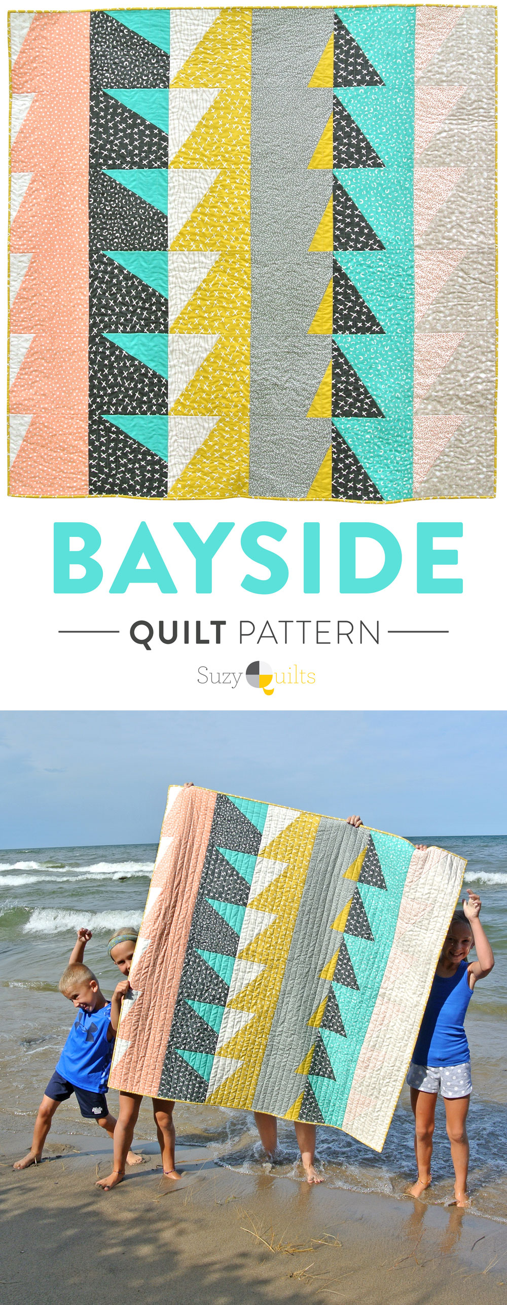 The Bayside Quilt Pattern, Fresh Modern Quilt Design Fabric Inspiration | Suzy Quilts https://suzyquilts.com/bayside-quilt-pattern-video-tutorial