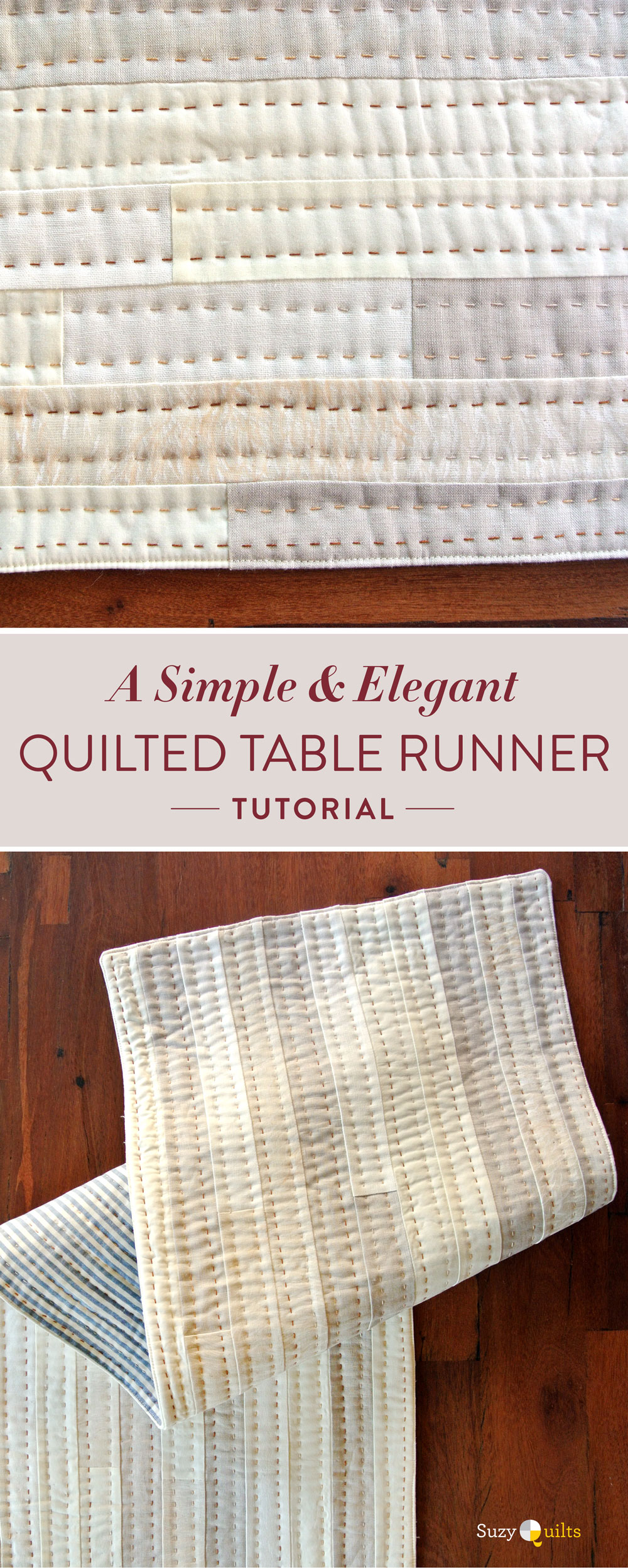 A Simple and Elegant Quilted Table Runner Tutorial Hand Quilting | Suzy Quilts https://suzyquilts.com/quilted-table-runner-tutorial