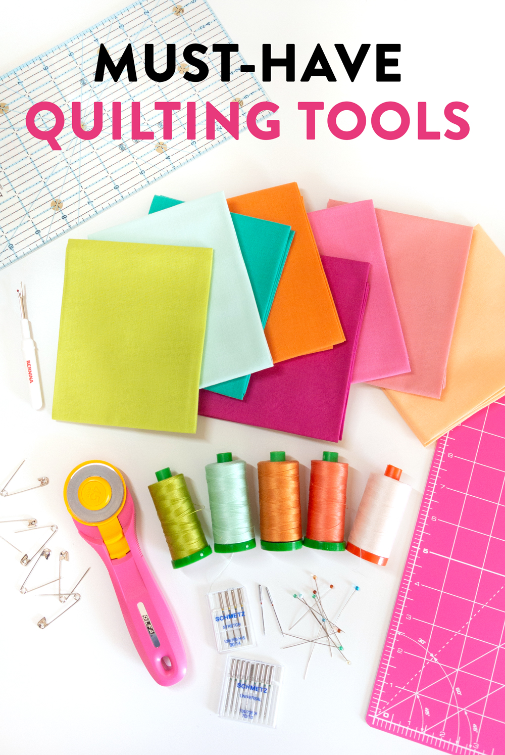 A checklist for the best must-have quilting tools. Great for beginners and also as gifts for quilters!