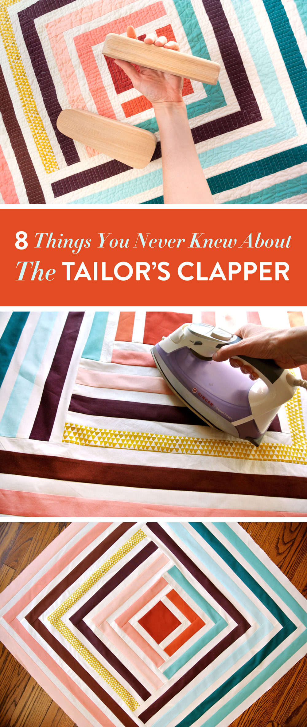 Although the tailor's clapper originates in garment sewing, quilters have adopted this tool with excitement. Here are 8 reasons you need a tailor's clapper in your quilting toolbox! | Suzy Quilts https://suzyquilts.com/tailors-clapper