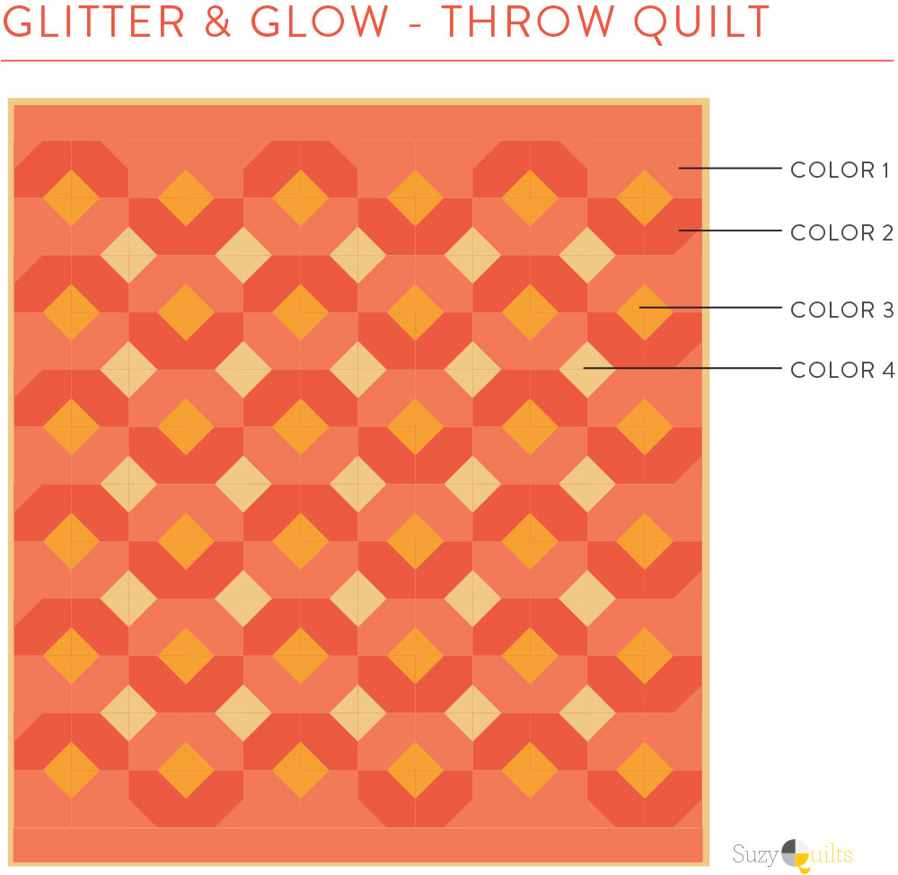 Pick fabric for the Glitter & Glow quilt pattern with this easy chart.