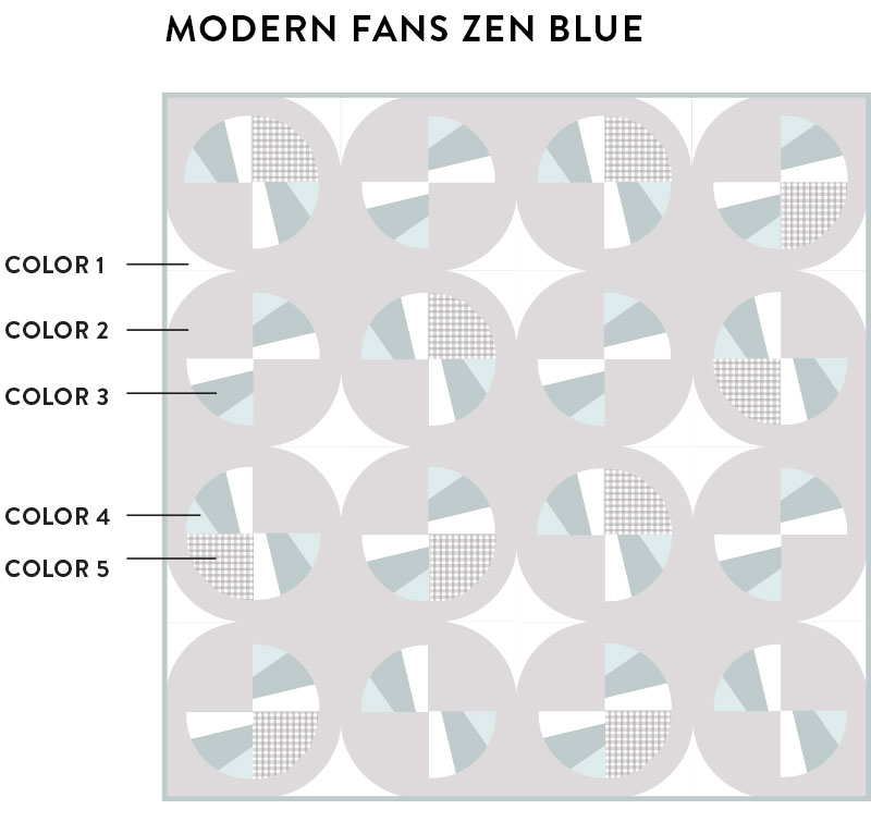 The Modern Fans quilt pattern comes in king, queen, twin, throw and baby quilt sizes. It's a great introduction into sewing curves because it includes lots of instructions and a video tutorial!