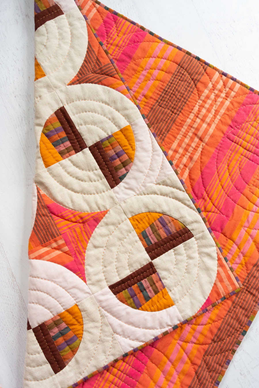 Modern Fans is a bold, modern quilt pattern that includes king, queen, twin, throw and baby quilt sizes as well as a video tutorial! This baby quilt uses lots of different subtle textures.