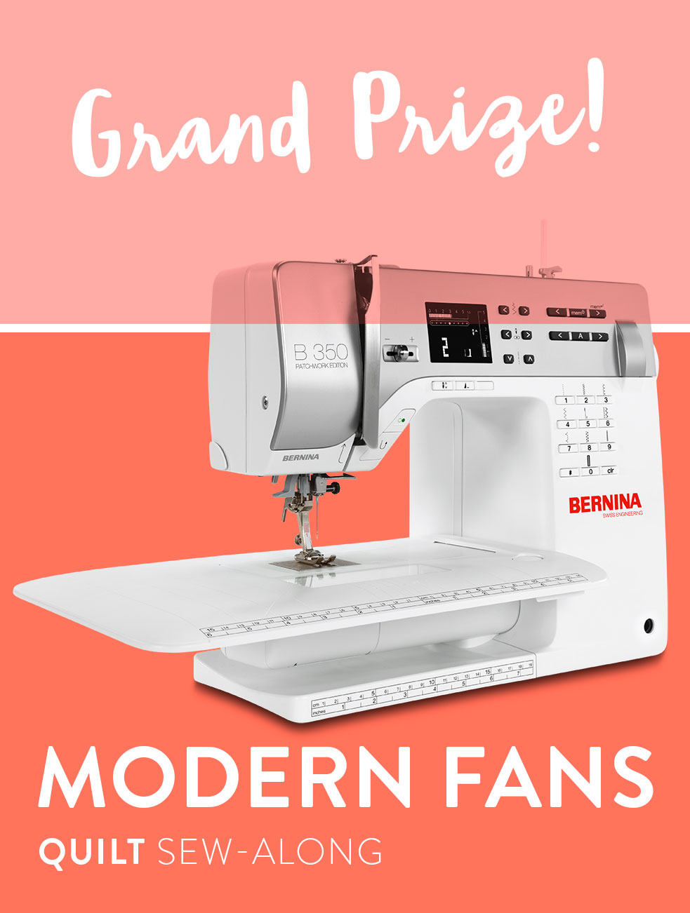 Join the Modern Fans quilt pattern sew-along for a chance to win a BERNINA 350 sewing machine along with other amazing prizes! Included are lots of video tutorials and support to help you learn to sew curves.