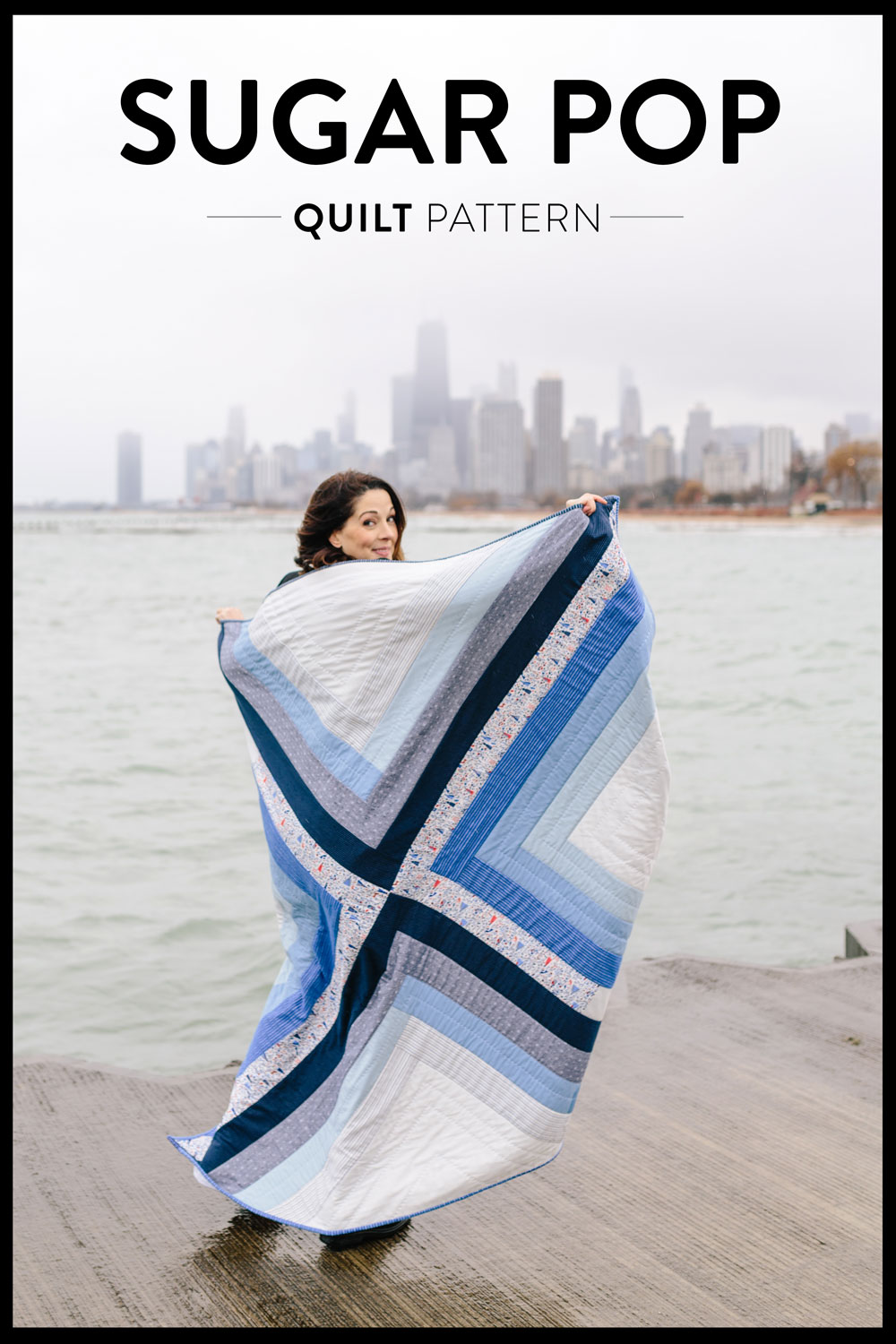 The Sugar POP quilt pattern is a PDF download that includes throw, baby and a pillow size. This modern design works well as a gradient or with fabric scraps. It's also perfect for hand quilting.