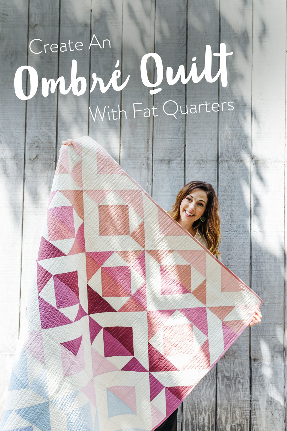 Change your favorite quilt pattern into an ombré quilt by converting yardage into fat quarters. Included is a half square triangle conversion chart and tutorial! | Suzy Quilts #halfsquaretriangle  #modernquiltpattern #ombrequilt