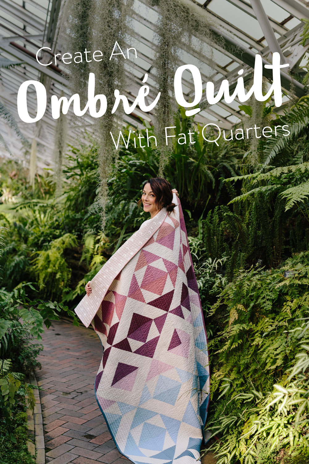 Change your favorite quilt pattern into an ombré quilt by converting yardage into fat quarters. Included is a half square triangle conversion chart and tutorial! | Suzy Quilts #halfsquaretriangle  #quilt #ombrequilt