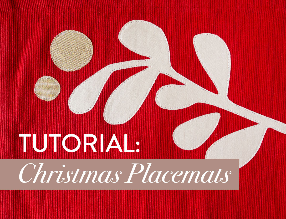 A FREE DIY Christmas placemats tutorial! This raw-edge applique sewing tutorial includes supplies, steps and a video tutorial PLUS free modern holiday applique templates! suzyquilts.com #ChristmasDIY #placematstutorial