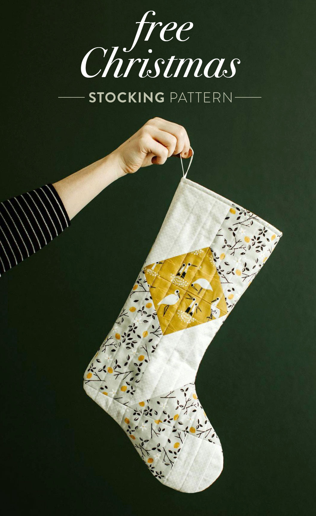 A free quilted Christmas stocking pattern right in time for the holidays! Sew a simple, modern stocking with this step by step tutorial. suzyquilts.com #christmasstocking