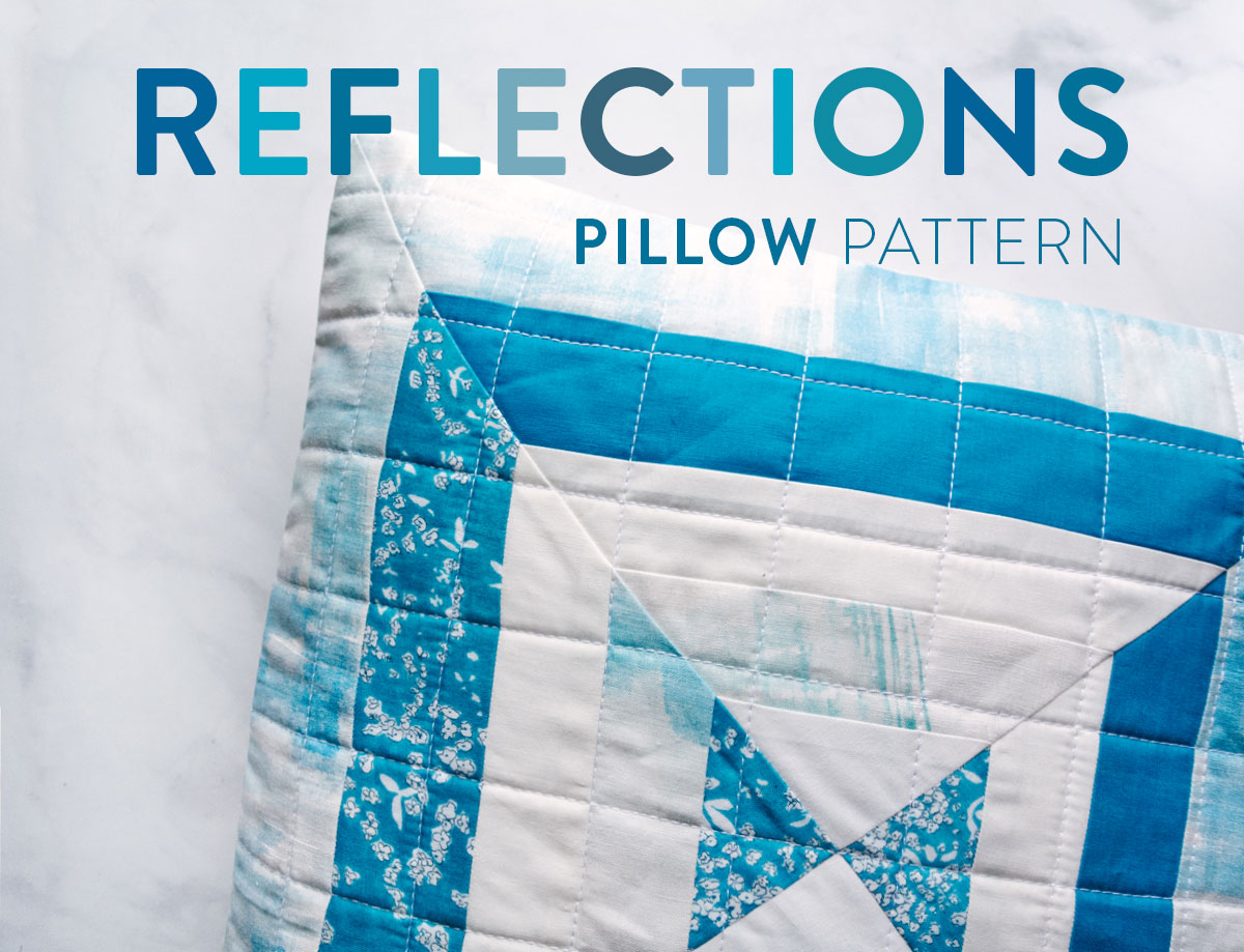 The Reflections pillow is a very fast project that is perfect for using scraps of fabric! This modern quilt pattern includes instructions for an 18-inch pillow and a 30-inch wall hanging.