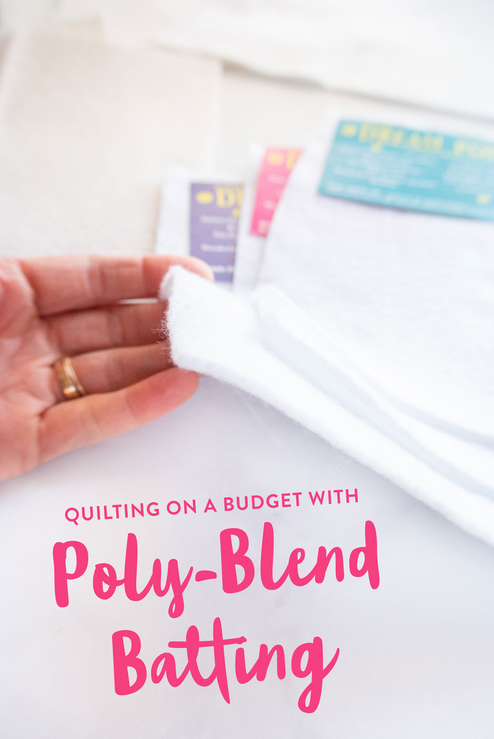 Quilting on a budget is something we all think about, but don't always know how to do. One great way to save money is to use a poly-blend batting! These inexpensive batting options  are durable, using to use and come in a variety of colors, lofts and sizes. | suzyquilts.com  #quilttutorial