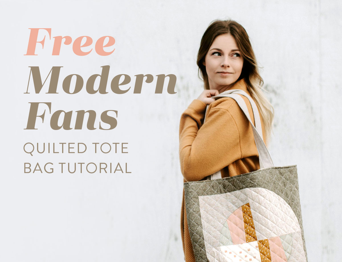 This FREE quilted tote bag tutorial shows step by step how to create a large tote bag using the Modern Fans quilt block pattern. suzyquilts.com #freepattern