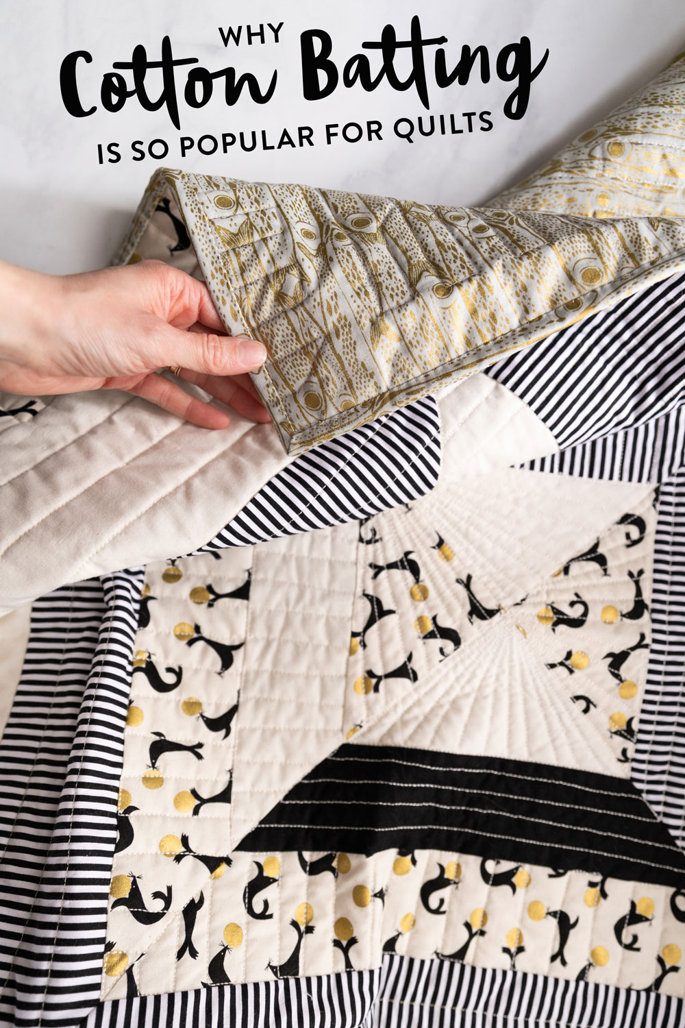 Cotton Batting is the most popular batting choice for quilters for a lot of reasons. Read tips for sewing with it and the best brands. suzyquilts.com #quilting #sewingtutorial