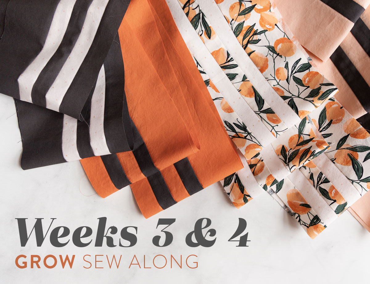 In weeks 3 and 4 of the Grow quilt sew along we sew our strips together into blocks. I have a great tip that will help you get perfectly flat seams that STAY in place. suzyquilts.com #quilting #quilttutorial