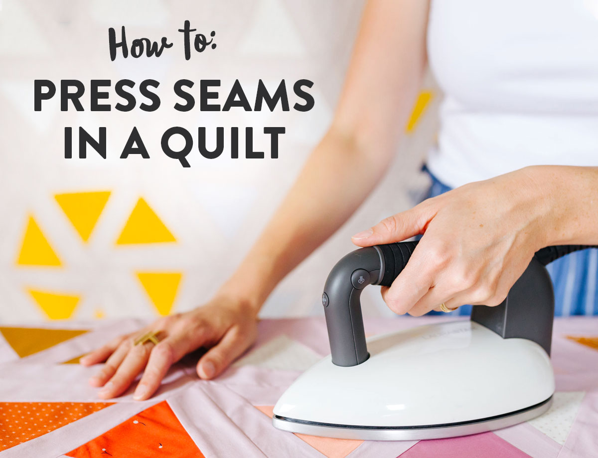 Learn how to press seams in a quilt. Included is a video tutorial and links to the best tools to use. suzyquilts.com #quilting #quilttutorial