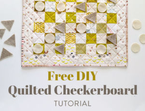 Learn all of the skills needed to make a quilt with this free DIY quilted checkerboard tutorial. A great sewing project for kids! suzyquilts.com #quilt #sewingtutorial