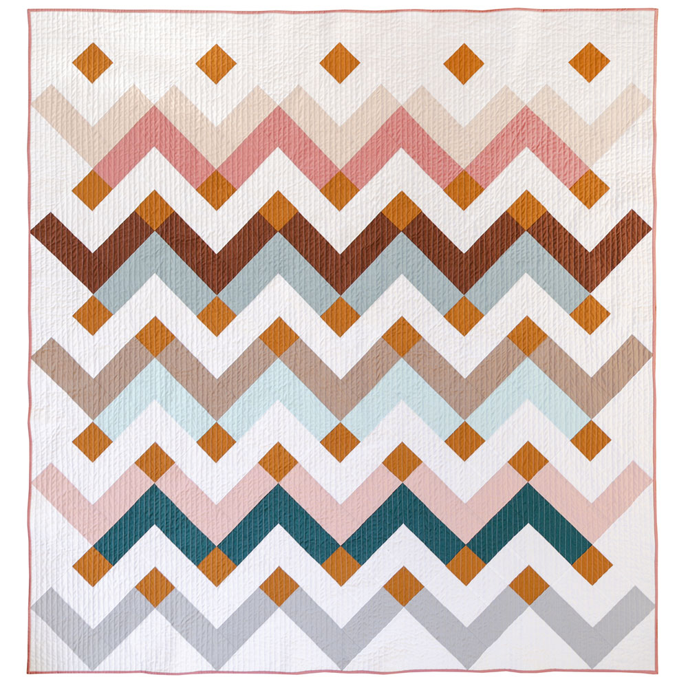 The Thrive quilt pattern is a digital PDF download. It includes king, queen/full, twin, throw and baby quilt sizes.