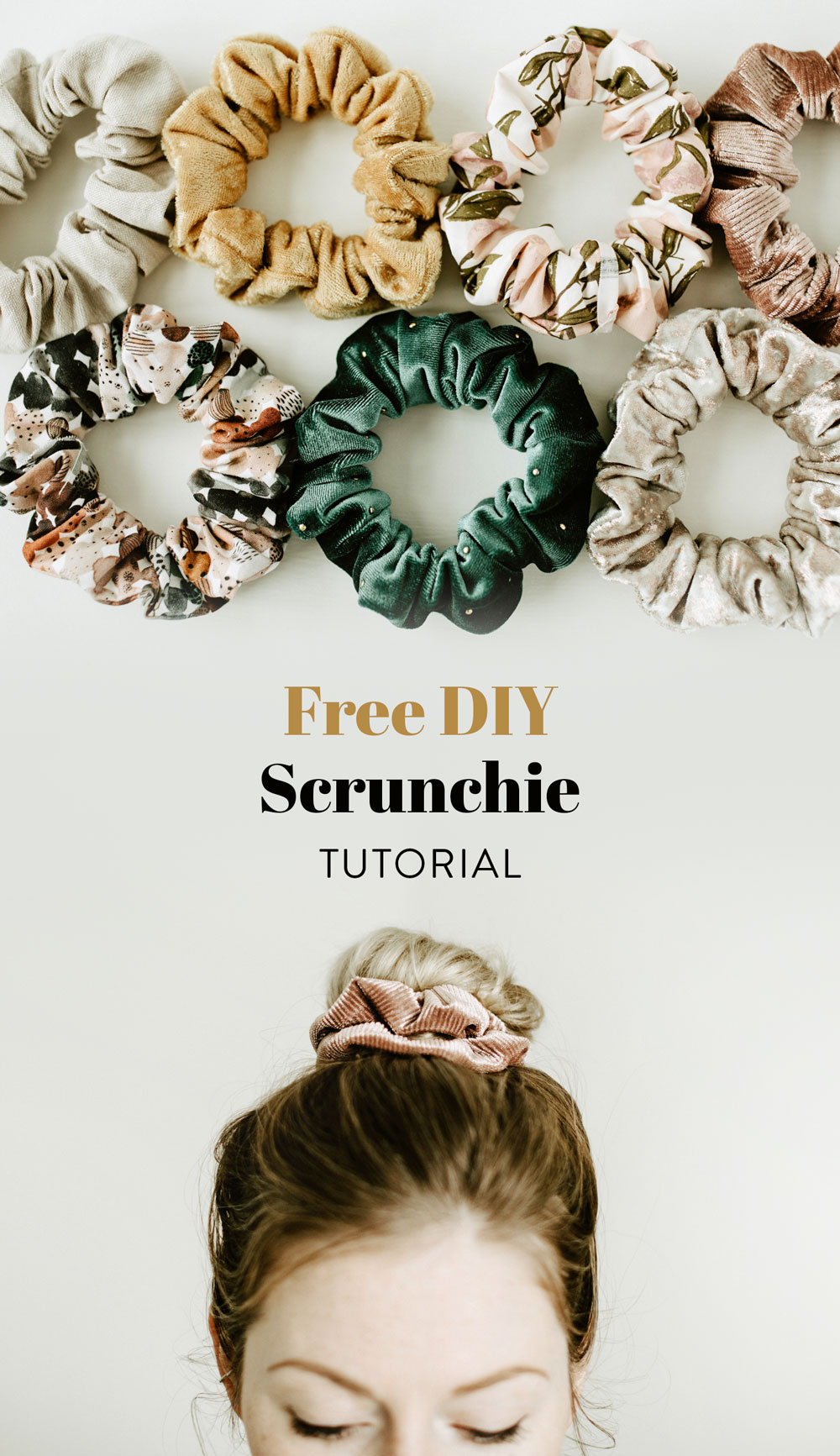 This easy DIY scrunchie tutorial is perfect for kids sewing! Use velvet and make a holiday scrunchie. suzyquilts.com #scrunchietutorial #diysewing