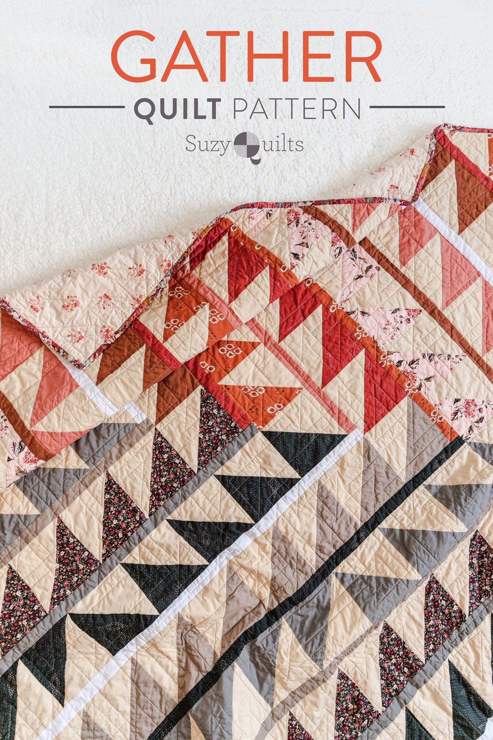 Join a fun sew along! It is easy to participate – all you need is the Gather quilt pattern so we make this quilt together! suzyquilts.com #quiltpattern #modernquilt