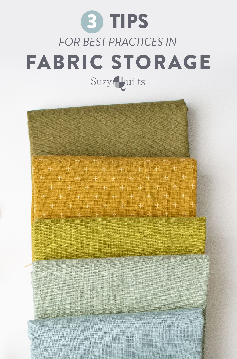 3 tips you need to know about best practices for fabric storage to prevent damage to your quilt fabric stash. Follow these simple steps to keep your quilt fabrics looking brand new! suzyquilts.com #quilting #fabric