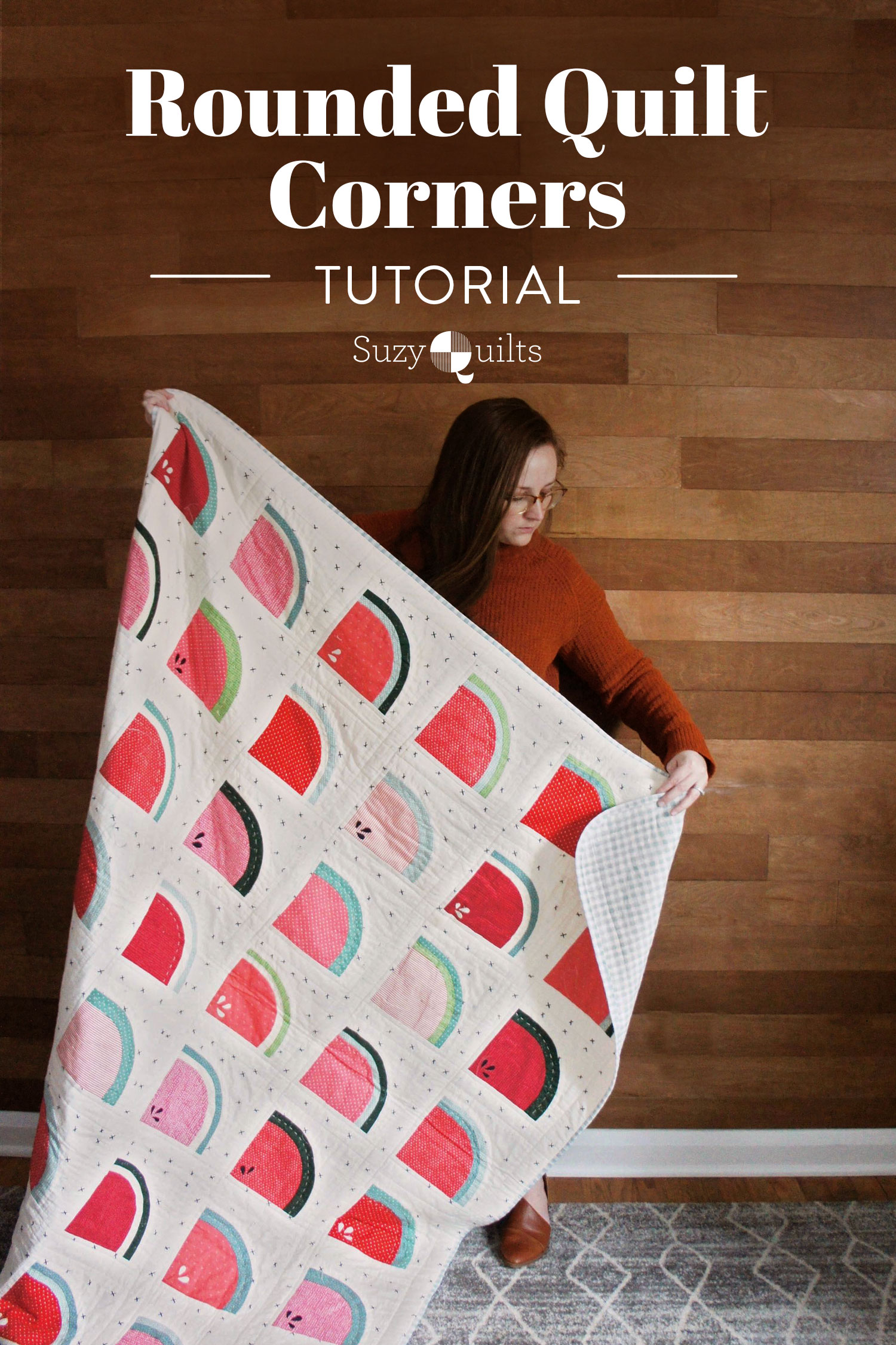 A step by step tutorial including photos and all the tools you need to get perfectly rounded quilt corners. Learn the best tips and tricks for rounding the corners of any quilt project and attaching a smooth binding. suzyquilts.com #sewingdiy #quilting