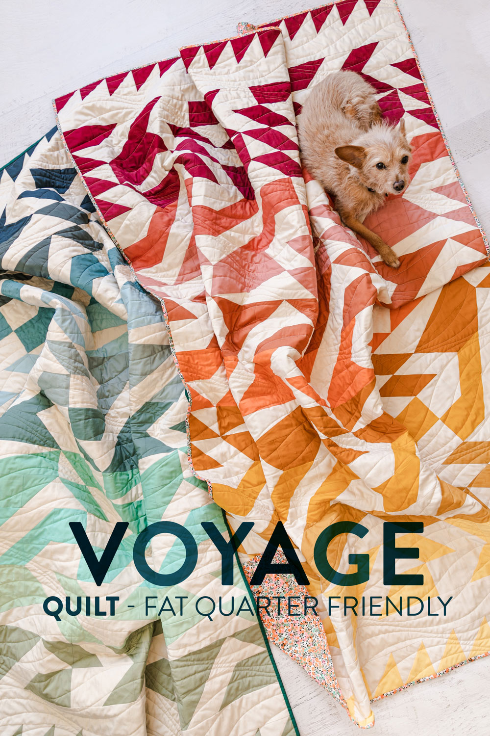 The Voyage quilt pattern is fat quarter friendly and a great quilt pattern for beginners – includes lots of extra video tutorials. suzyquilts.com #ombrequilt #quiltpattern