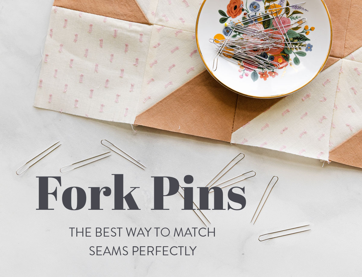Quilting with fork pins is the best way to match seams perfectly! suzyquilts.com #quilting #sewingtools