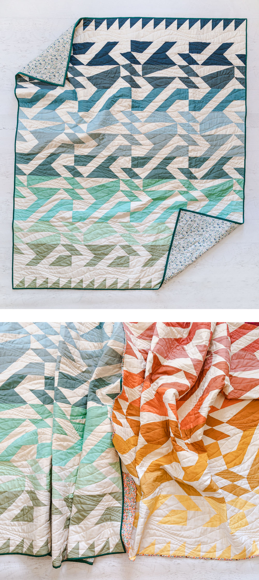 The Voyage quilt pattern is fat quarter friendly and a great quilt pattern for beginners – includes lots of extra video tutorials. suzyquilts.com #ombrequilt #quiltpattern