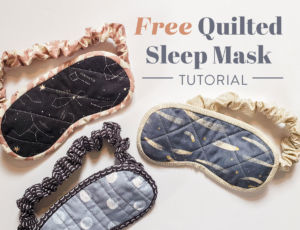 Use your scrap fabric to make this free quilted sleep mask! | suzyquilts.com #sewingtutorial #DIYsewing