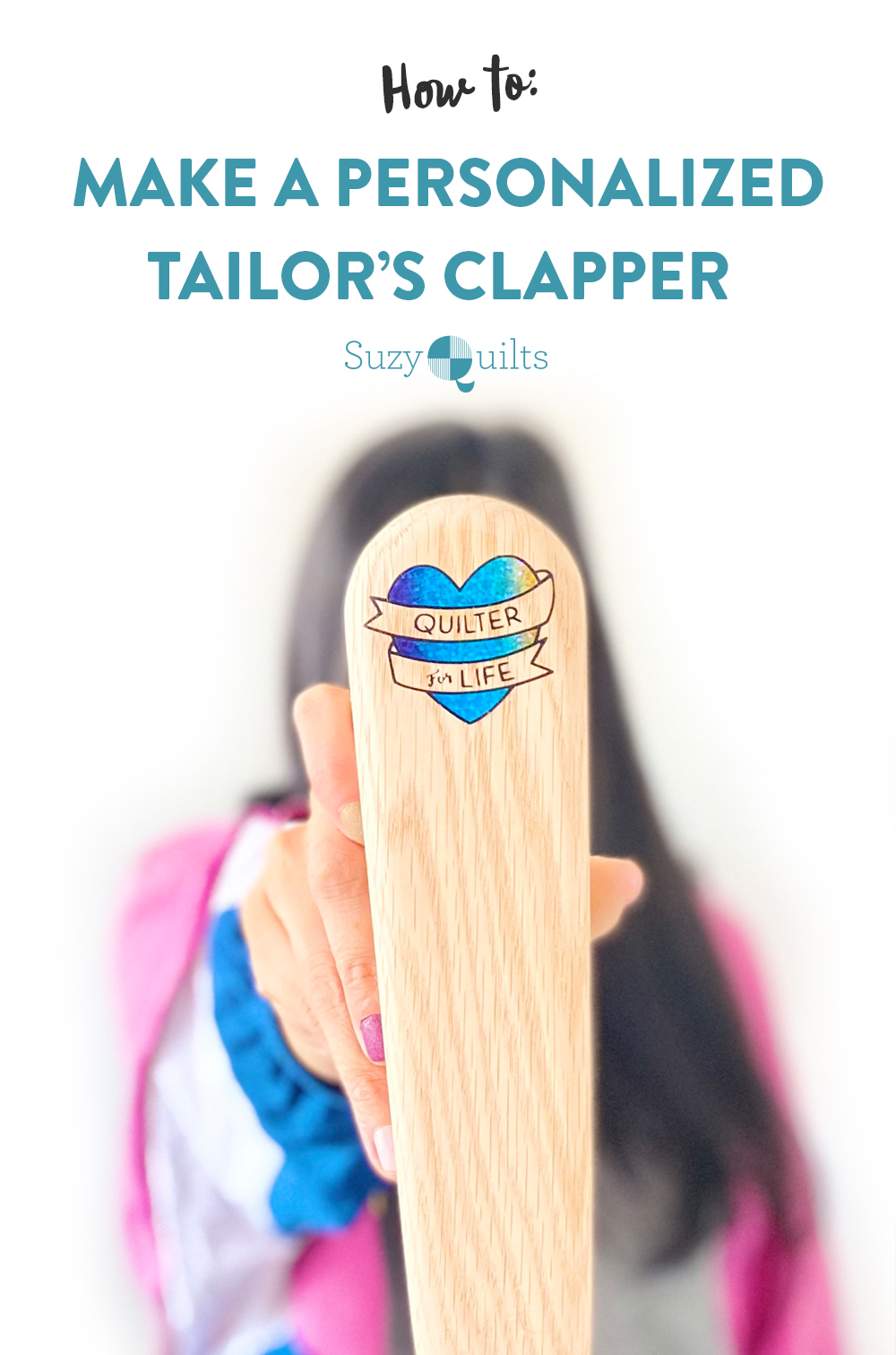 Add some personality to your tailor's clapper with this step by step photo tutorial! Learn everything you need to know to make a personalized tailor's clapper using a Cricut. suzyquilts.com #quilting #sewingdiy
