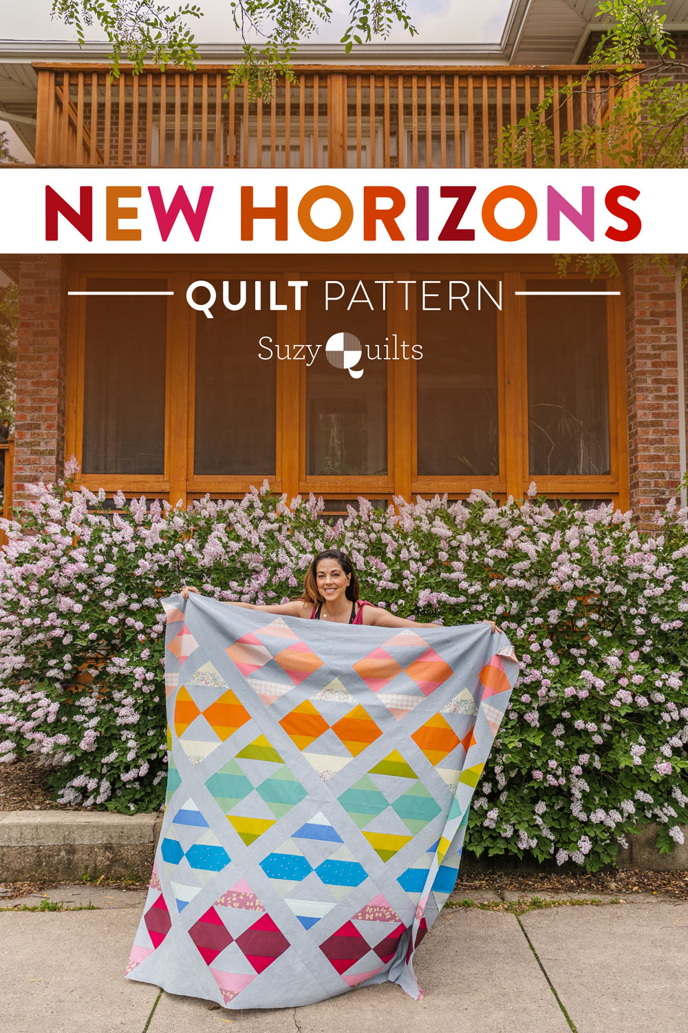 This modern fat quarter quilt pattern is a good beginner quilt pattern and makes a beautiful scrap quilt. The sewing pattern also includes instructions for a limited-color version. suzyquilts.com #quiltpattern #fqquilt