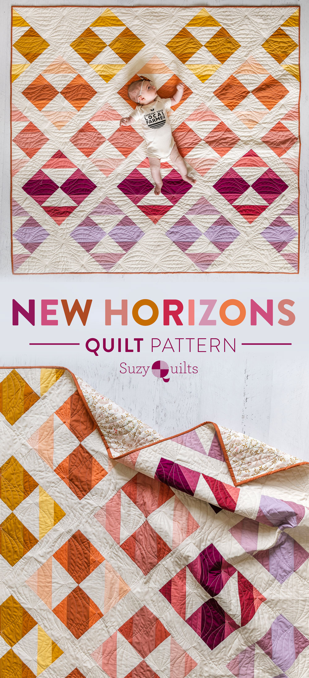 This modern fat quarter quilt pattern is beginner friendly and a great quilt pattern for using scrap fabric – includes limited-color instructions. suzyquilts.com #quiltpattern #modernquilt