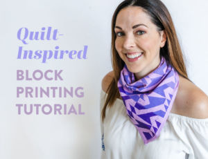 This quilt-inspired block printing tutorial is a creative way to add character to fabric. Together we will carve a block and stamp! suzyquilts.com #sewingdiy