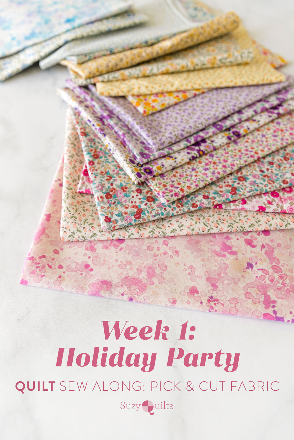 The Holiday Party quilt along includes lots of extra instruction and tips in sewing this fat quarter friendly modern throw quilt. suzyquilts.com