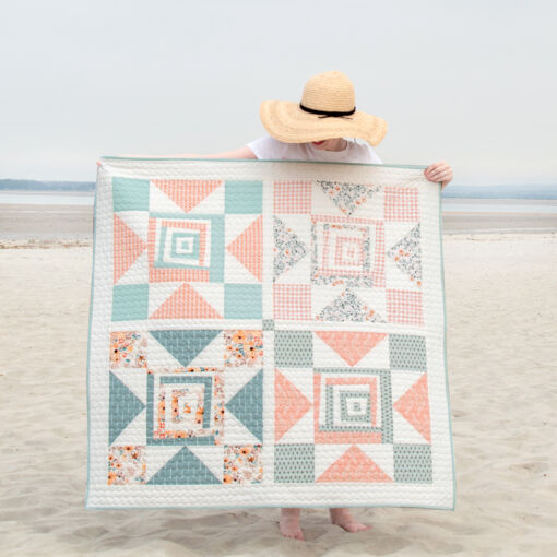 Shining Star quilt pattern download. This quilt pattern includes a full tutorial video and uses fat quarters or scraps!