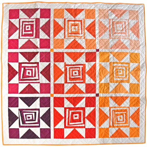 The Shining Star quilt pattern includes instructions for fat quarters and also scraps. This whimsical modern star block is so fun to make. Beginner friendly because of a step by step video tutorial included in the quilt pattern. suzyquilts.com