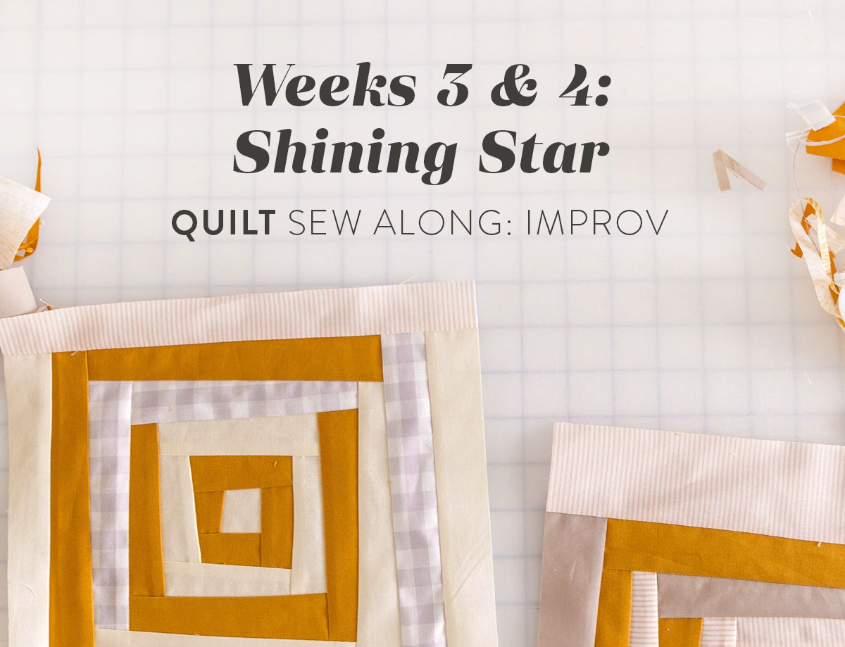 In Weeks 3 and 4 of the Shining Star quilt sew along we make the center units—improv log cabins. They are so cute and fun! Join me!! suzyquilts.com