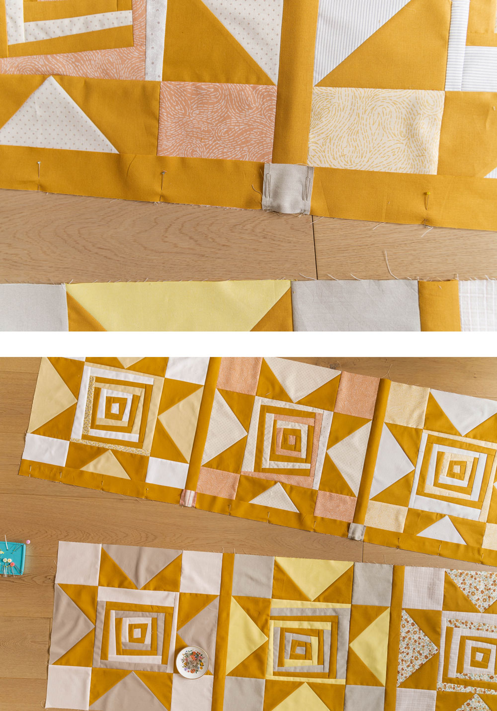 In the final week of the Shining Star quilt sew along we assemble our star blocks and finish the quilt top. Check out my tips for success! suzyquilts.com #sewing #quilting