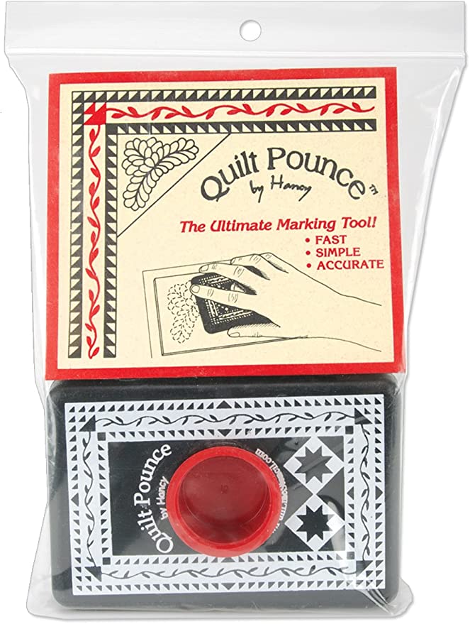 5 Minute Guide to Quilt Marking Tools: A black quilt pounce container with a package of chalk. #quilting #sewingdiy suzyquilts.com