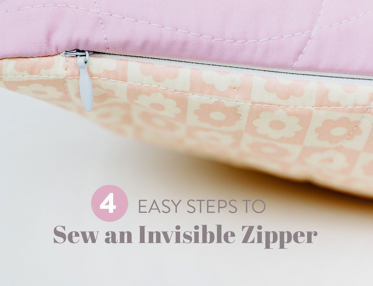 Invisible-Zipper tutorial: these 4 easy steps will walk you through sewing an invisible zipper into a pillow. suzyquilts.com