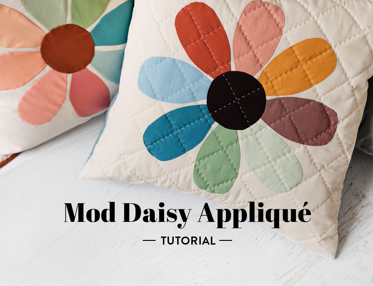 This Mod Daisy appliqué video tutorial shows the basics of needle-turn appliqué and gives you the templates to make this adorable daisy! suzyquilts.com