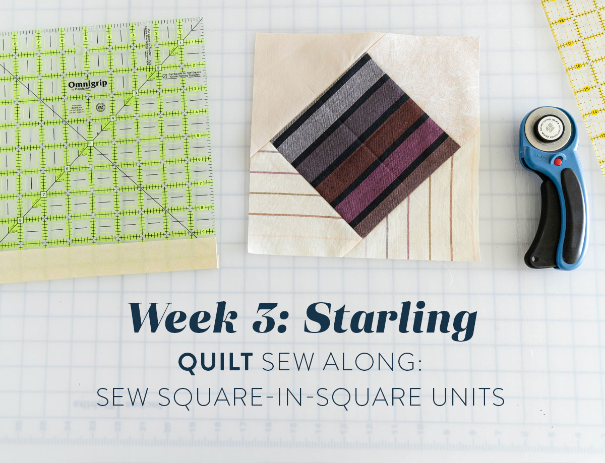 In Week 3 of the Starling quilt sew along we sew the square-in-square units with a video tutorial. Join in for sewing tips! suzyquilts.com