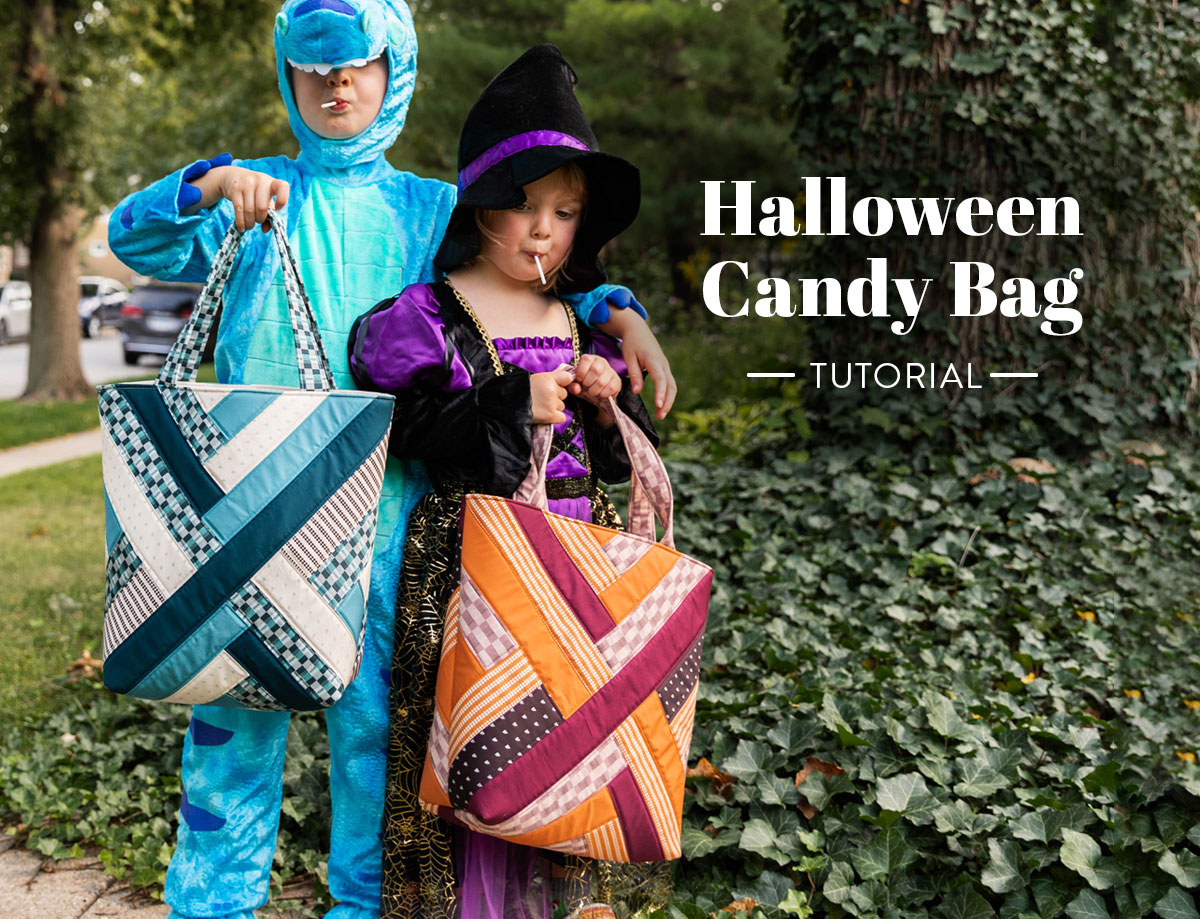 Get in the spooky spirit with our free kid's Halloween candy bag tutorial featuring the Maypole pillow pattern! suzyquilts.com