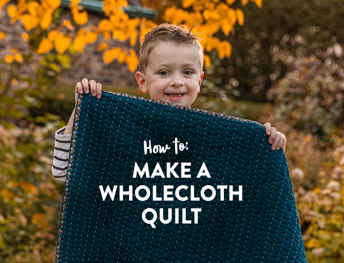Learn how to make a wholecloth quilt with this step-by-step photo tutorial that includes tips for Kantha-style stitching! #quilting #sewingdiy suzyquilts.com