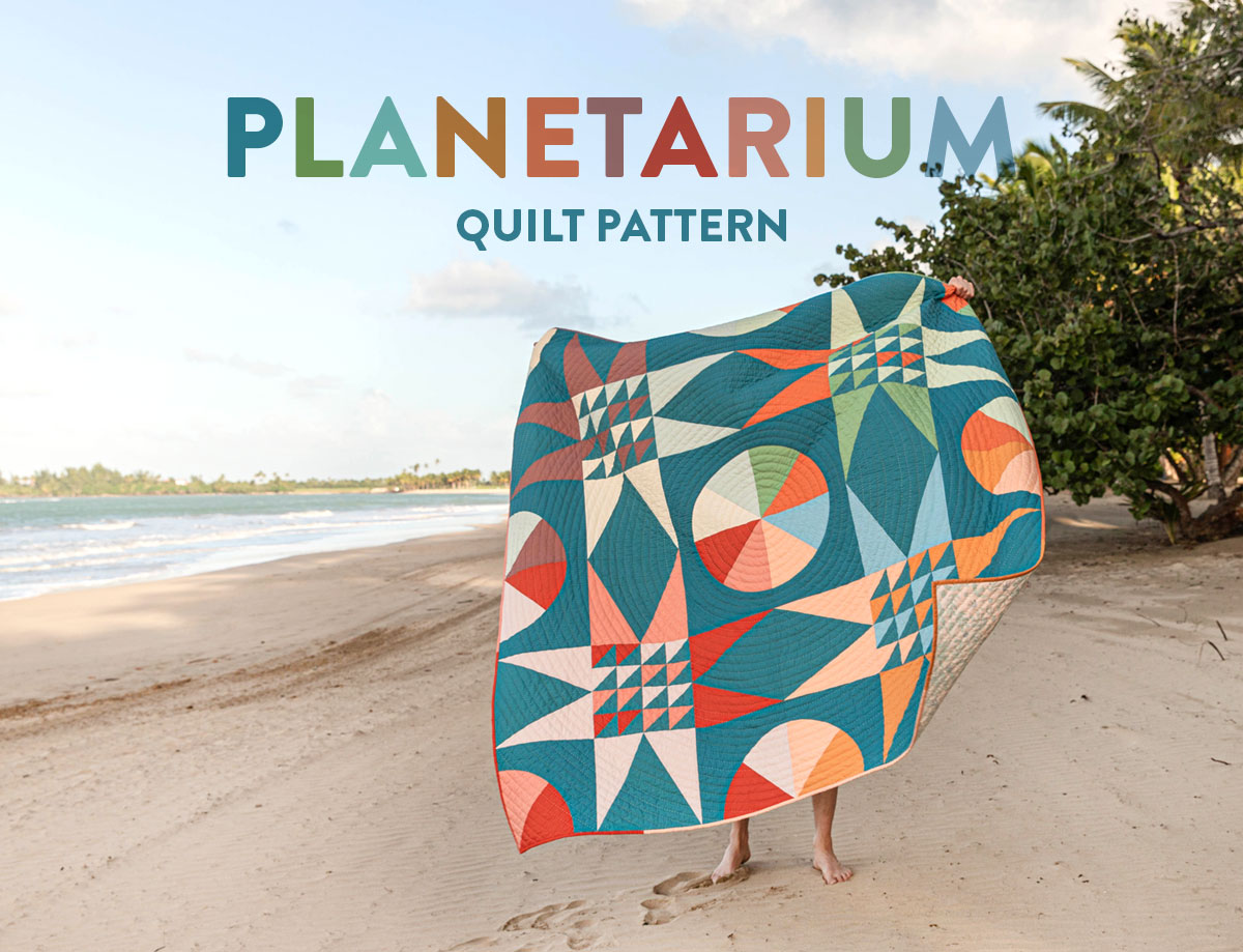The Planetarium Quilt Pattern is a quirky and modern interpretation of moon and stars