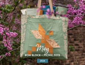 May BOM Block and Picnic Tote Tutorials for The Cutting Table. #thecuttingtable #suzyquilts