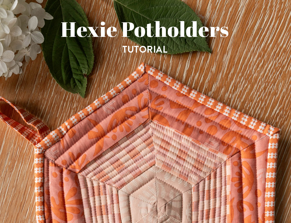 Make beautiful hexie potholders with this tutorial on The Cutting Table at suzyquilts.com