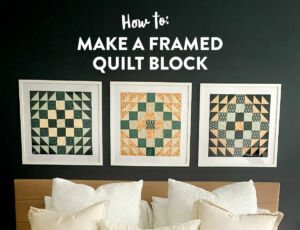 Learn how to make a framed quilt block with this easy step-by-step tutorial featuring the Mosaic quilt pattern! suzyquilts.com