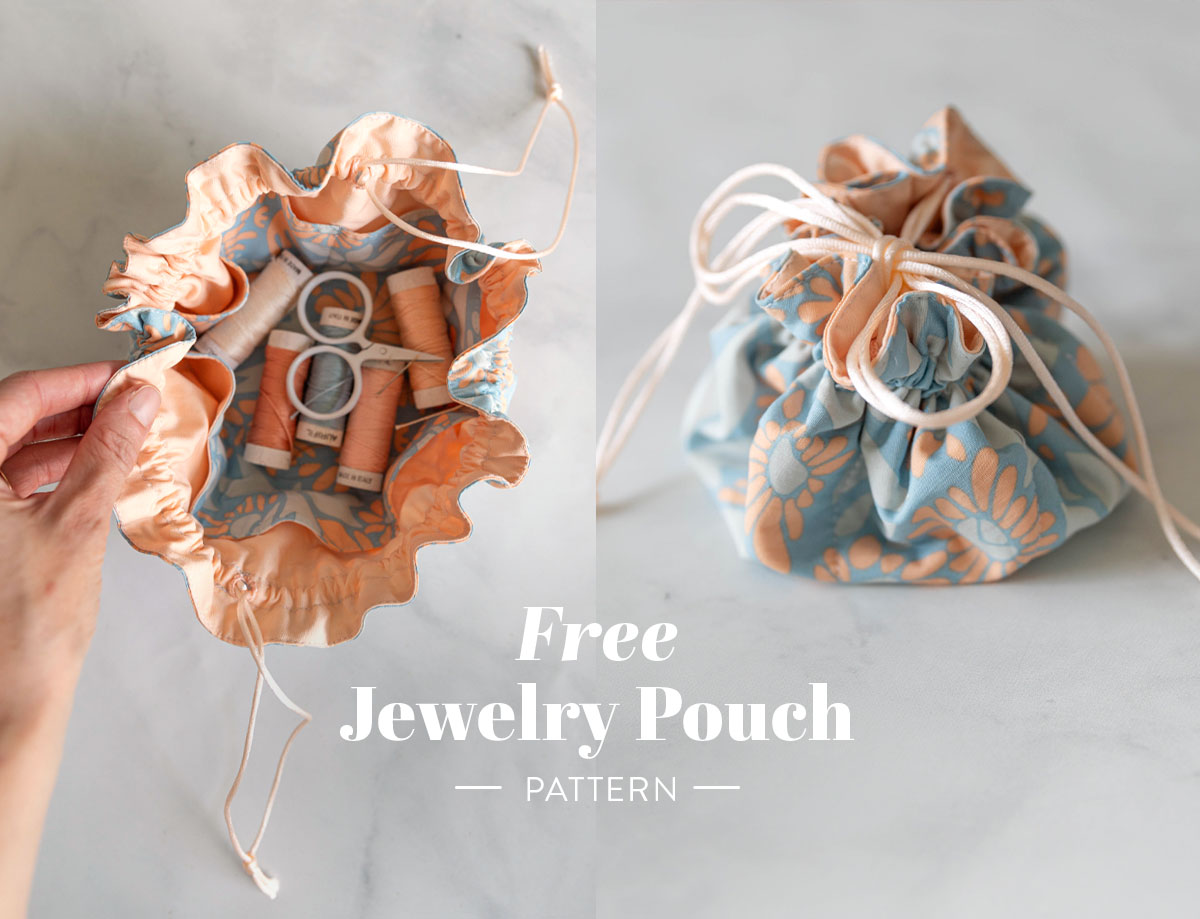 This free jewelry pouch pattern is easy to sew and perfect for rings, necklaces or even your small sewing supplies! suzyquilts.com This free jewelry pouch pattern is easy to sew and perfect for rings, necklaces or even your small sewing supplies! suzyquilts.com